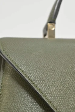 Military green Milepunte calfskin Iside top handle trapeze bag with detachable shoulder strap