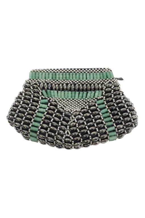 Mini jade Beaded Clutch Bag