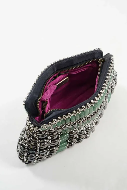 Mini jade Beaded Clutch Bag