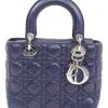 Mini Royal Blue Lady Dior Bag with detachable studded shoulder strap