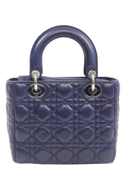 Mini Royal Blue Lady Dior Bag with detachable studded shoulder strap