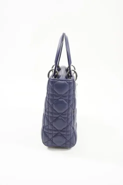 Mini Royal Blue Lady Dior Bag with detachable studded shoulder strap