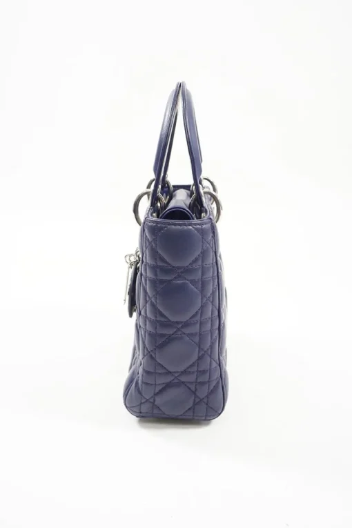 Mini Royal Blue Lady Dior Bag with detachable studded shoulder strap