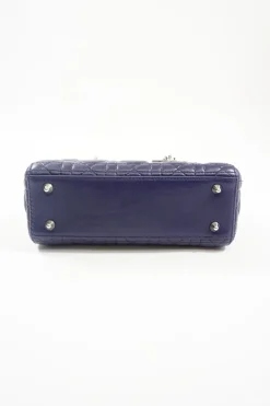 Mini Royal Blue Lady Dior Bag with detachable studded shoulder strap