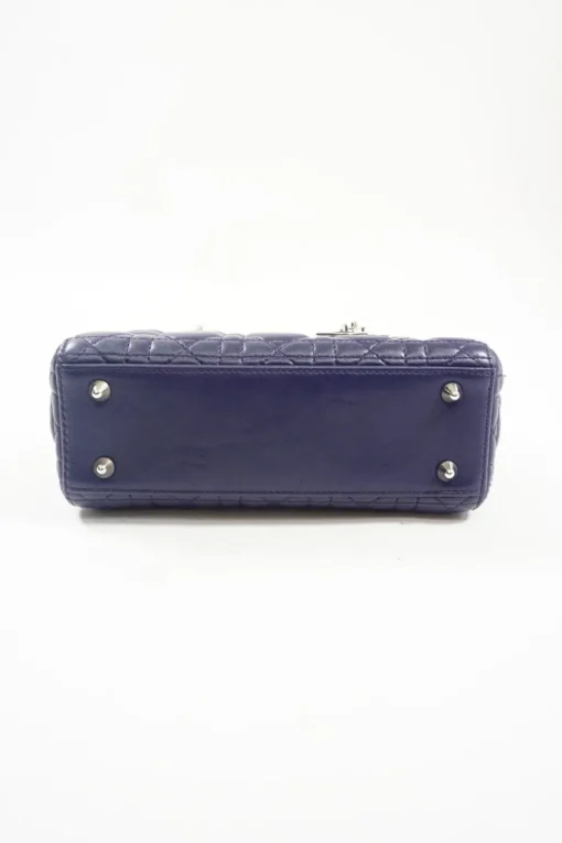 Mini Royal Blue Lady Dior Bag with detachable studded shoulder strap