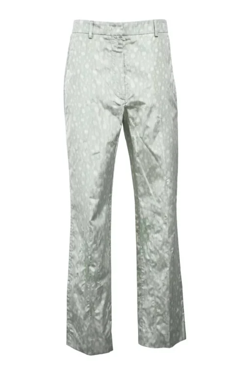 Mint silk taffeta abstract dot print high-rise straight-leg tailored trousers