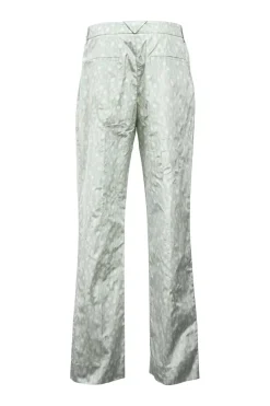 Mint silk taffeta abstract dot print high-rise straight-leg tailored trousers