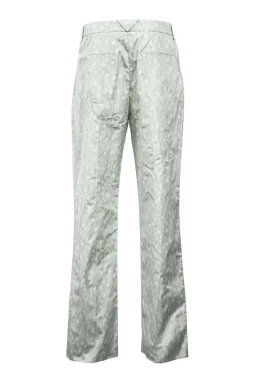 Mint silk taffeta abstract dot print high-rise straight-leg tailored trousers