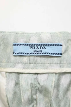 Mint silk taffeta abstract dot print high-rise straight-leg tailored trousers