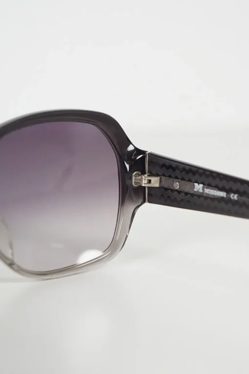 Missoni oversized transparent grey shade acetate sunglasses with patterned temples