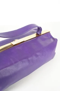 Miu Miu purple clutch leather shoulder bag with gold tone hardware