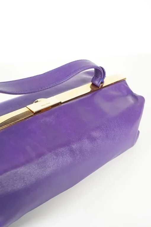 Miu Miu purple clutch leather shoulder bag with gold tone hardware