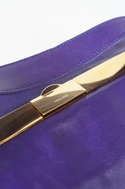 Miu Miu purple clutch leather shoulder bag with gold tone hardware