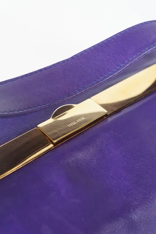 Miu Miu purple clutch leather shoulder bag with gold tone hardware