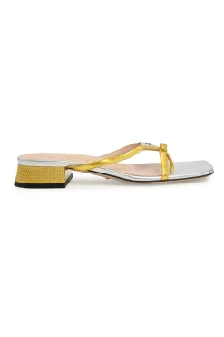 Mixed metal foiled leather Alison thong sandals