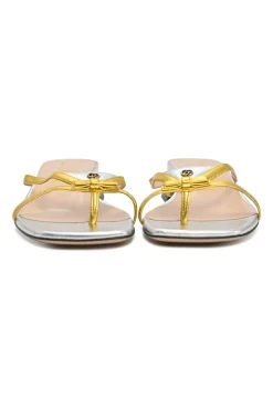 Mixed metal foiled leather Alison thong sandals