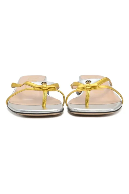 Mixed metal foiled leather Alison thong sandals