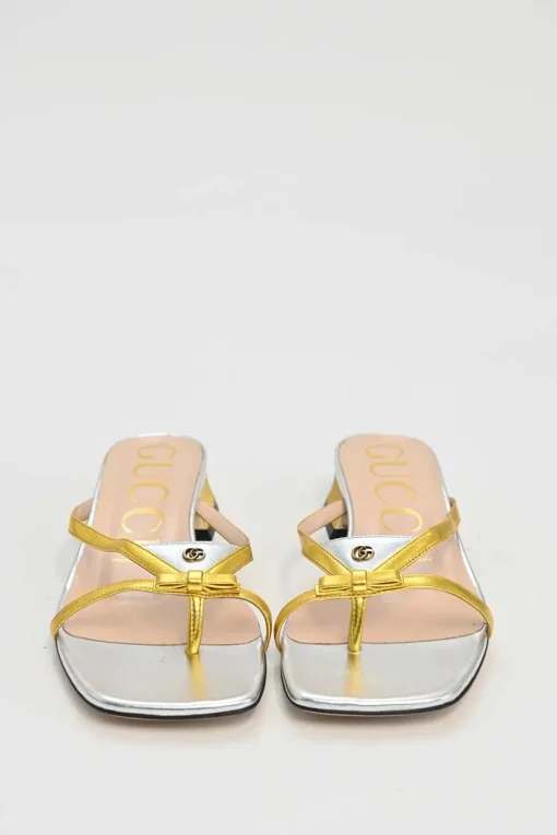 Mixed metal foiled leather Alison thong sandals