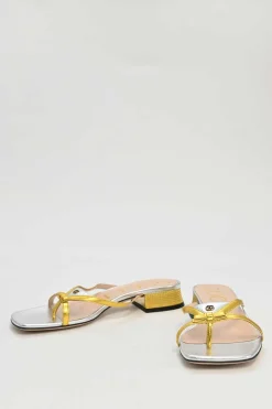 Mixed metal foiled leather Alison thong sandals
