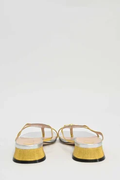Mixed metal foiled leather Alison thong sandals