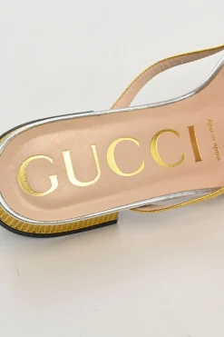 Mixed metal foiled leather Alison thong sandals
