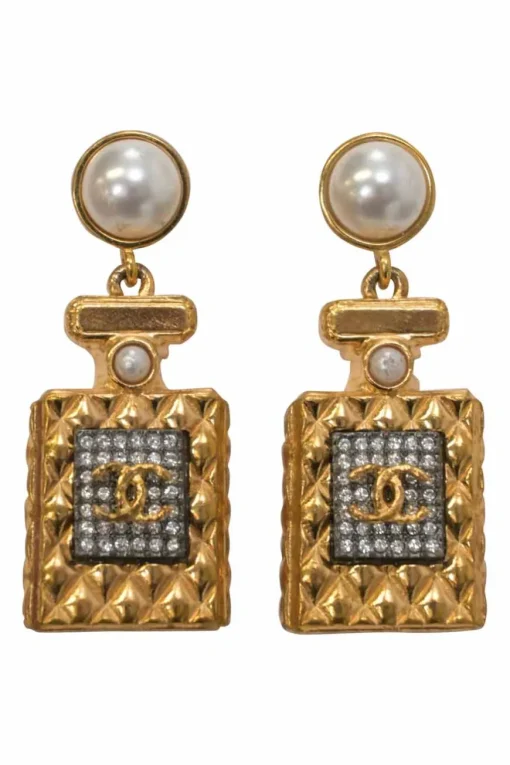 Mixed-metal bijoux fantasie Coco Mark perfume bottle novelty drop stud earrings
