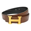 24mm Tan and black reversible Swift and Epsom calfskin mini Constance Martelee buckle belt
