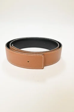 24mm Tan and black reversible Swift and Epsom calfskin mini Constance Martelee buckle belt