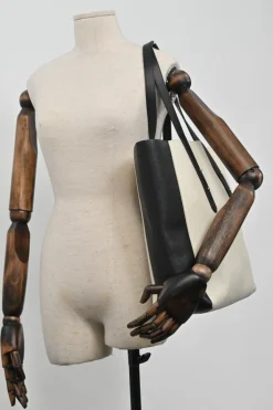 Monochrome mix Saffiano leather and black suede Essential Tote