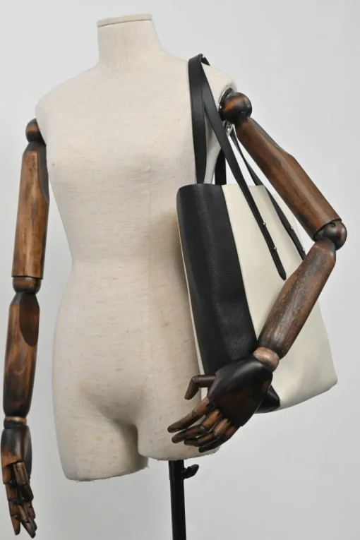 Monochrome mix Saffiano leather and black suede Essential Tote