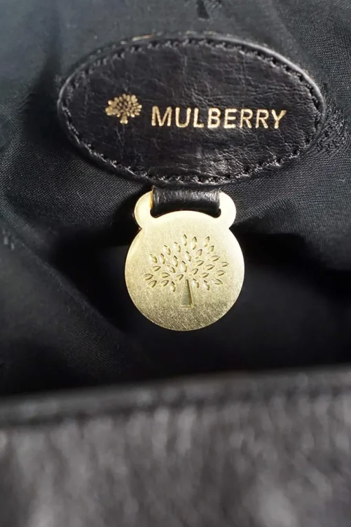 Mulberry black Alexa leather crossbody bag with golden hardware