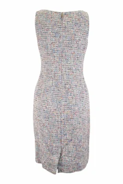 Multi cotton blend tweed sleeveless mini dress and cropped jacket set