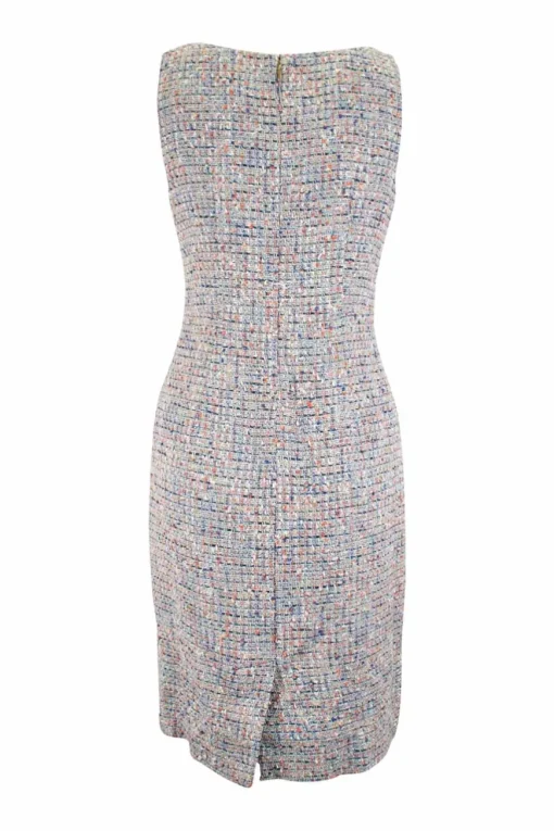 Multi cotton blend tweed sleeveless mini dress and cropped jacket set