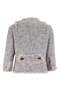 Multi cotton blend tweed sleeveless mini dress and cropped jacket set