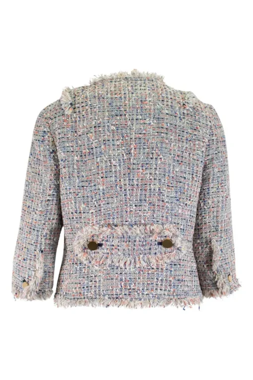 Multi cotton blend tweed sleeveless mini dress and cropped jacket set