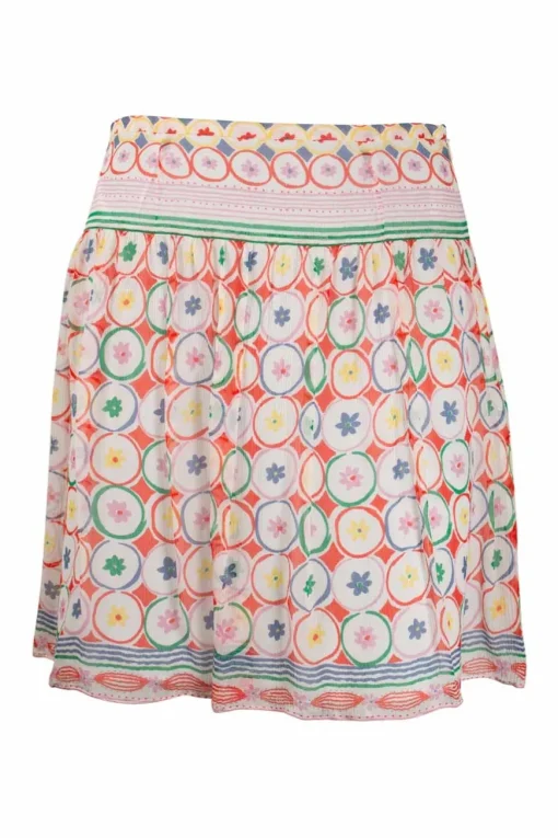 Multi floral circular patterned mini skirt