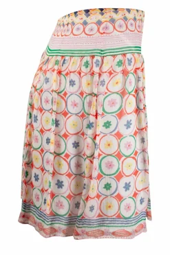 Multi floral circular patterned mini skirt