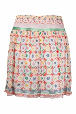 Multi floral circular patterned mini skirt