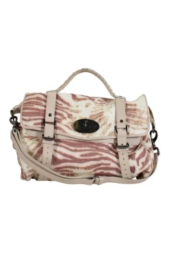 Multi leather and raffia trippy tiger cross-body bag