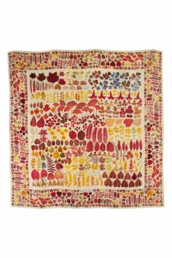 Multi leaves print on ivory silk scarf