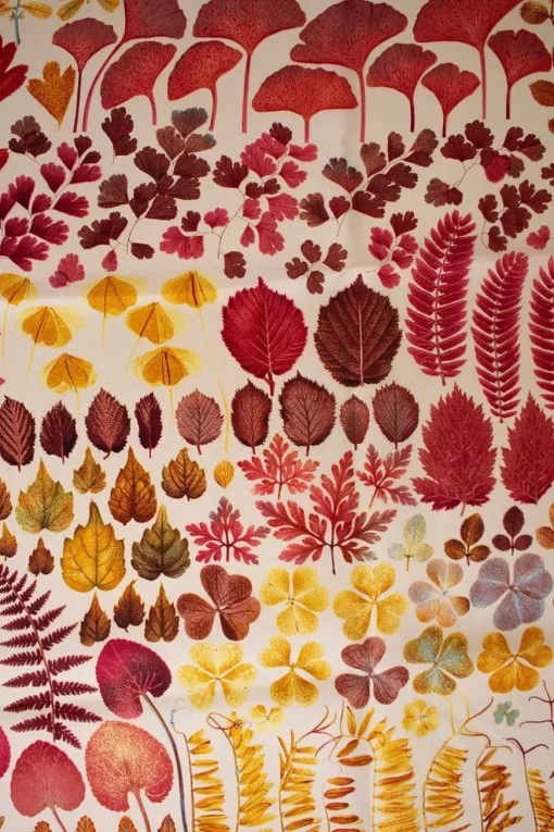 Multi leaves print on ivory silk scarf
