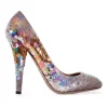Multi sequins round toe high heel