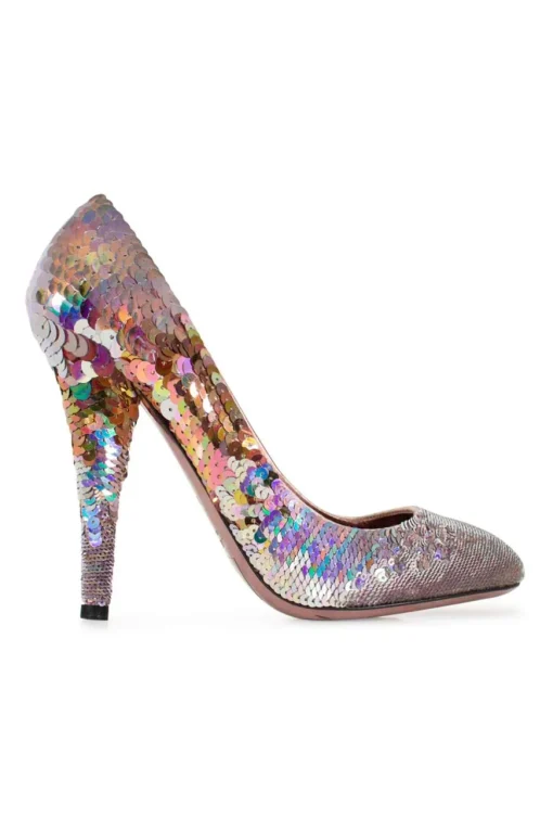 Multi sequins round toe high heel