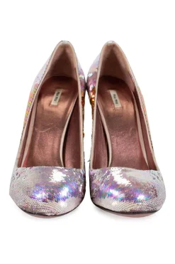Multi sequins round toe high heel