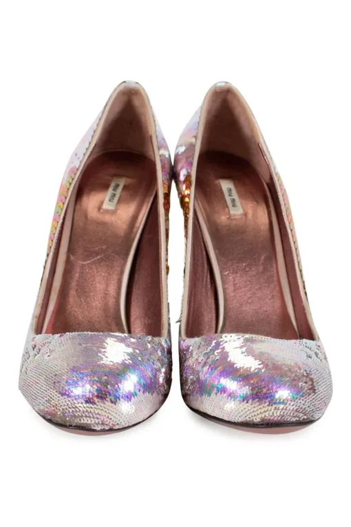 Multi sequins round toe high heel