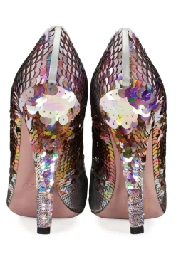 Multi sequins round toe high heel