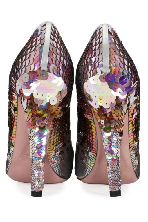 Multi sequins round toe high heel