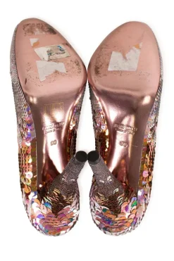 Multi sequins round toe high heel