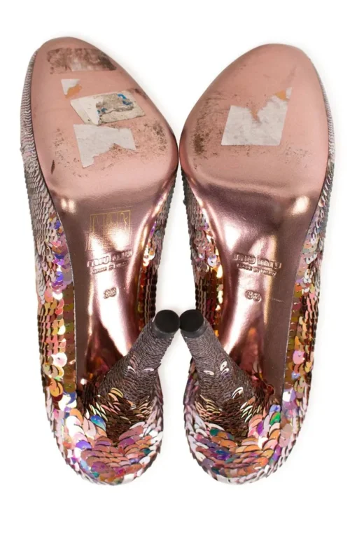 Multi sequins round toe high heel