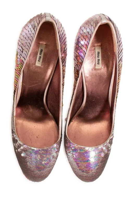 Multi sequins round toe high heel